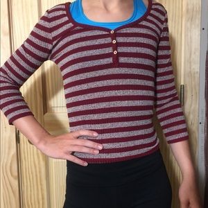 Hollister maroon striped tee